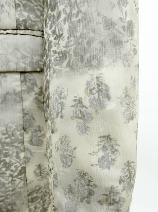 Cream Floral Printed Chiffon Silk Lined Blazer