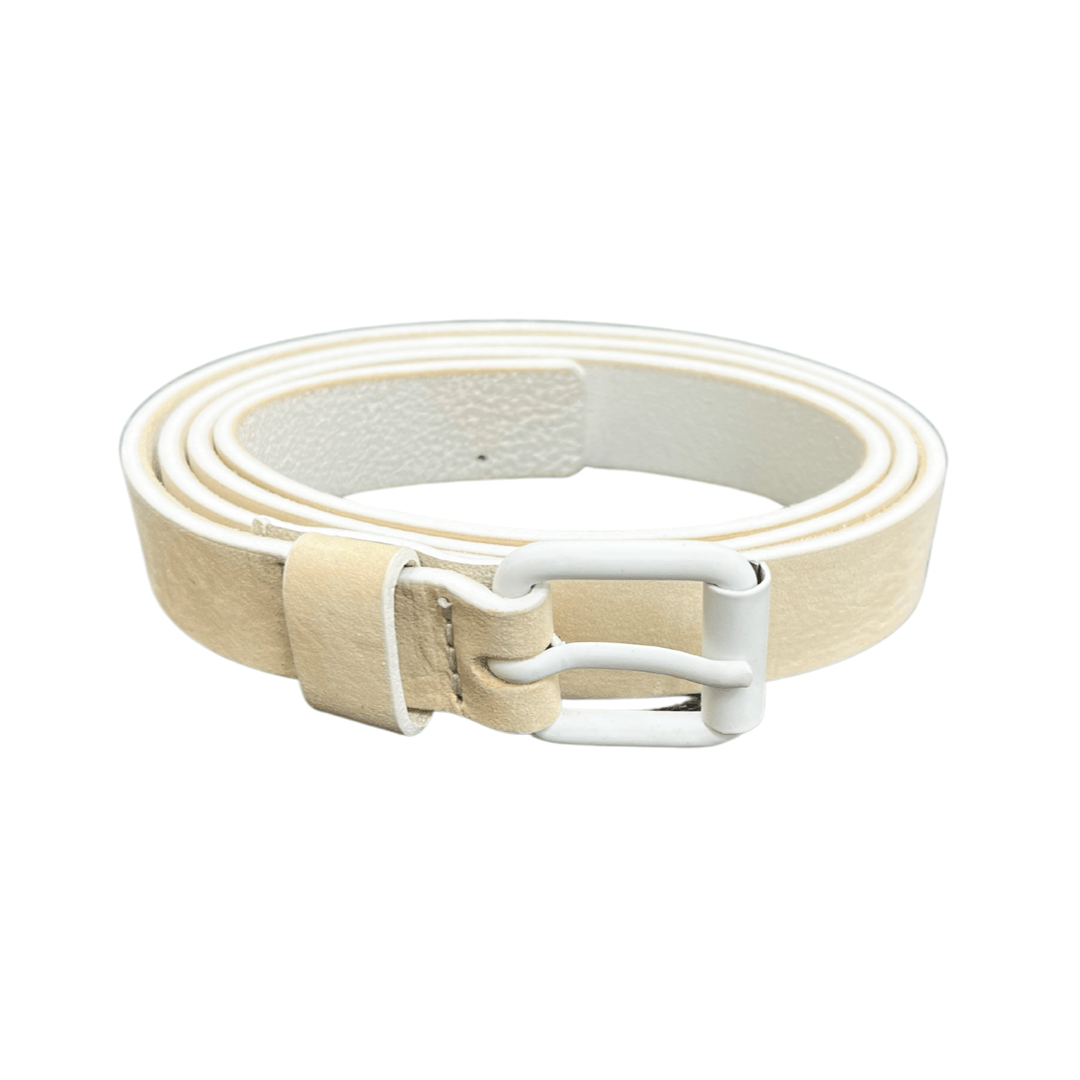 Cream Thin Leather Belt