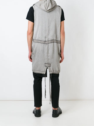 Desert Sand Cold Dye Sleeveless Hooded Parka Jacket