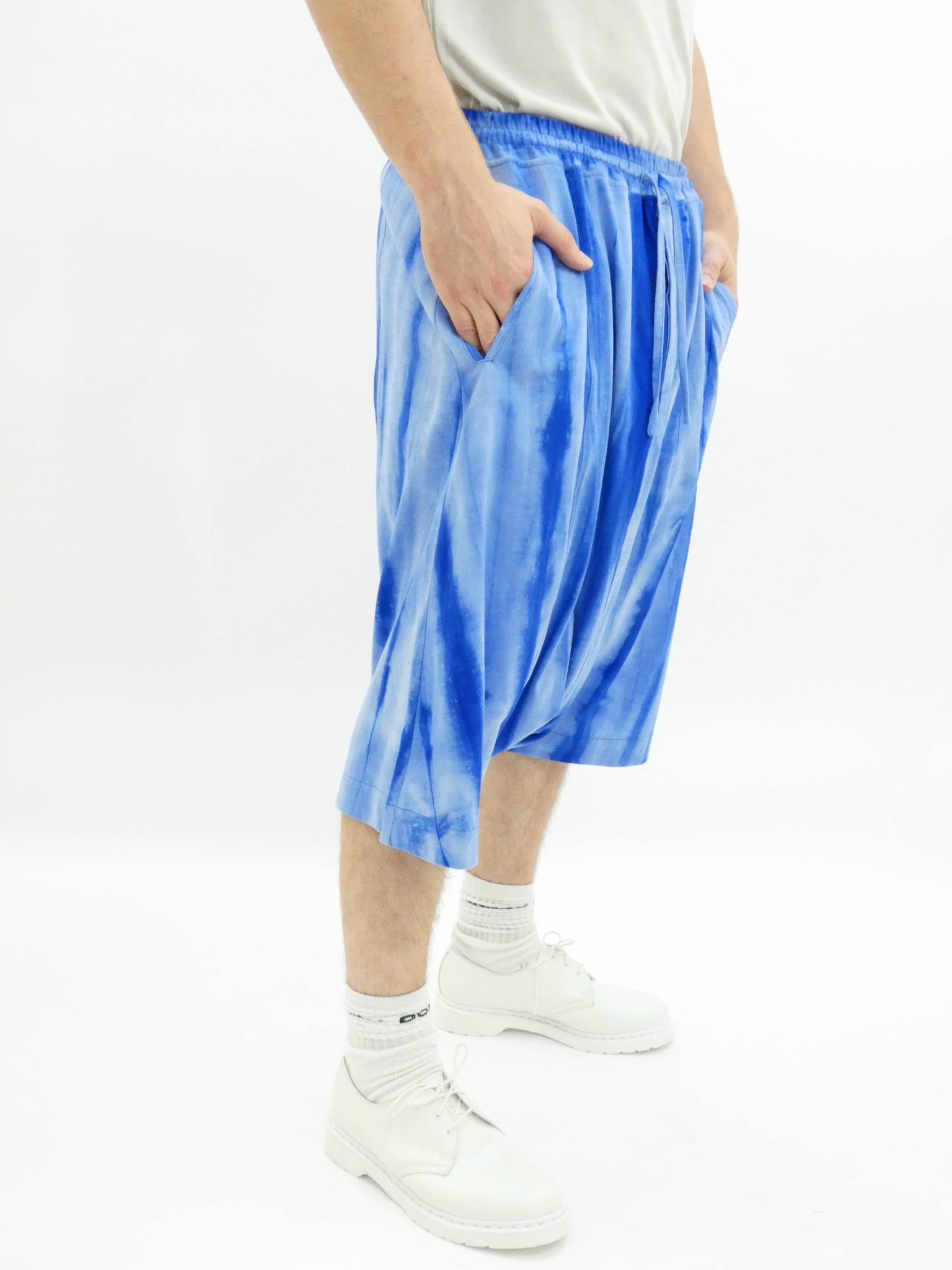 Extreme Blue Drop Crotch Tie Dye Shorts