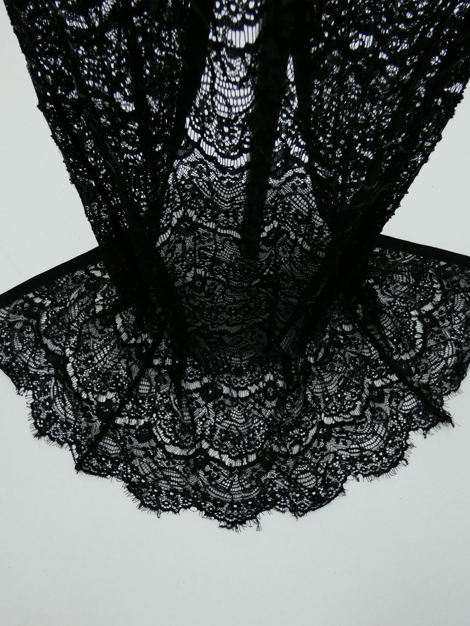 Floor Length Black Lace Beaded Evening Dress