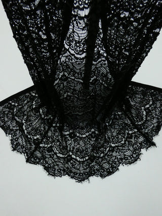 Floor Length Black Lace Beaded Evening Dress
