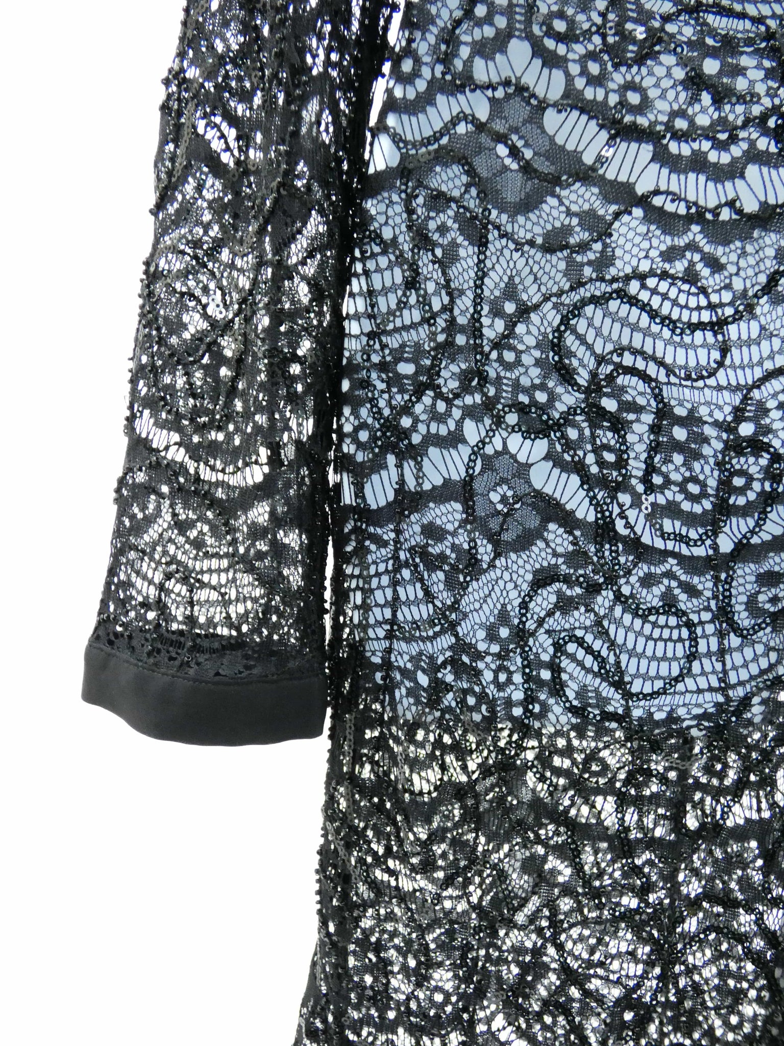 Floor Length Black Lace Beaded Evening Dress