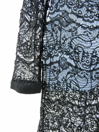 Floor Length Black Lace Beaded Evening Dress